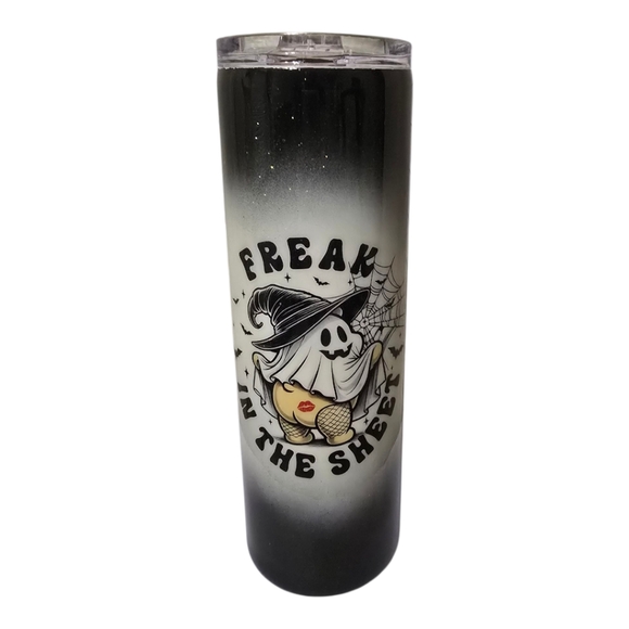New Handmade Black & White Halloween 30oz Skinny Tumbler - Picture 3 of 7